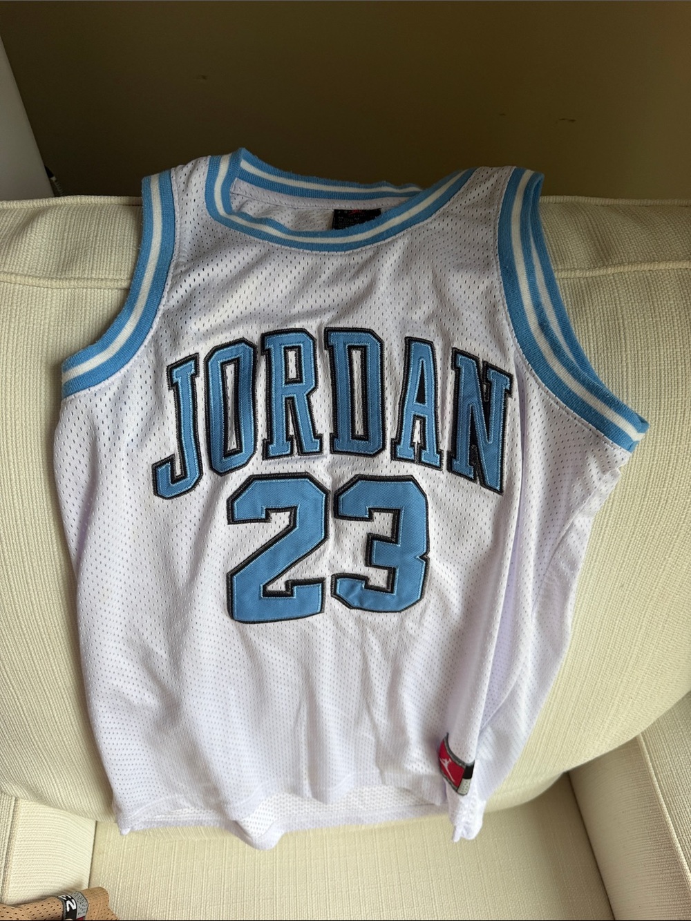 Jordan Kids White & Light Blue 23 Basketball Jersey